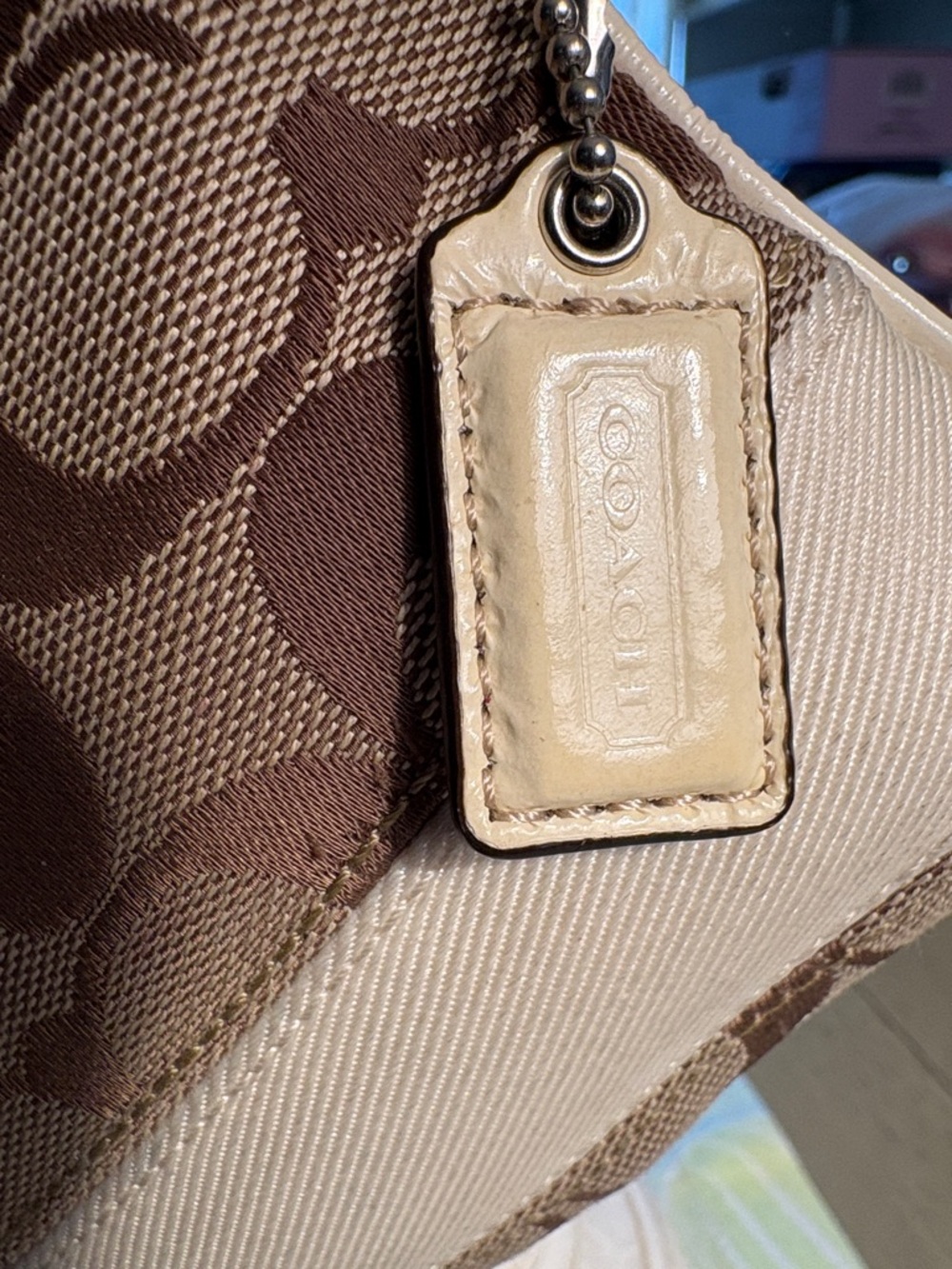 Coach Beige and Brown Signature Wristlet - Picture 2 of 5